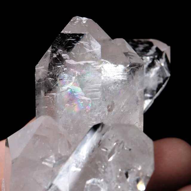 天然 水晶 クラスター 111g ブラジル ゼッカ産 双剣 ダブルポイント 虹入り ゼッカクォーツ 天然石 1点物 パワーストーン 