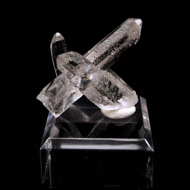 天然 水晶 クラスター ミニ 23g 台座付き ブラジル ゼッカ産 透明感が