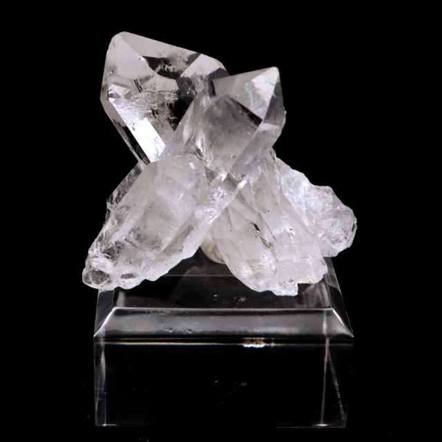 天然 水晶 クラスター ミニ 34g 台座付き ブラジル ゼッカ産 透明感が