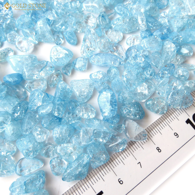 クラック 水晶 爆裂水晶 ブルー 1kg まとめ売り お得 水色 青色 カラー 飾り石 業務用 さざれ石 本物 ネイルパーツ 材料 レジンパーツ