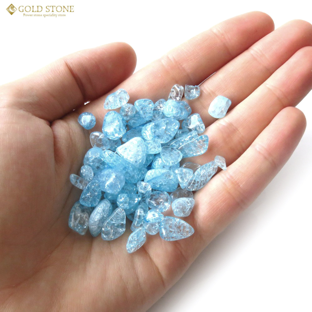クラック 水晶 爆裂水晶 ブルー 1kg まとめ売り お得 水色 青色 カラー 飾り石 業務用 さざれ石 本物 ネイルパーツ 材料 レジンパーツ