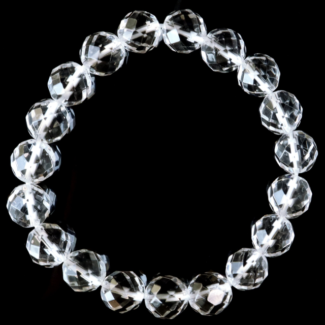 64面カット 水晶 ブレスレット 10mm パワーストーン 天然石 レディース メンズ 4月 誕生石 数珠 アクセサリー