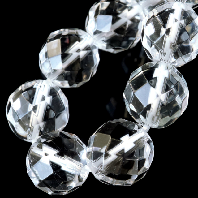 64面カット 水晶 ブレスレット 10mm パワーストーン 天然石 レディース メンズ 4月 誕生石 数珠 アクセサリー