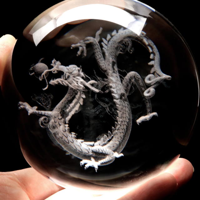 龍 クリスタルボール 約95mm 龍神 ドラゴンボール 干支 辰 置き物 人工