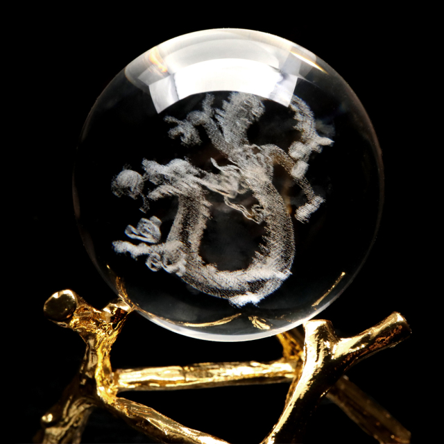 龍 クリスタルボール 約40mm 龍神 ドラゴンボール 干支 辰 置き物 人工