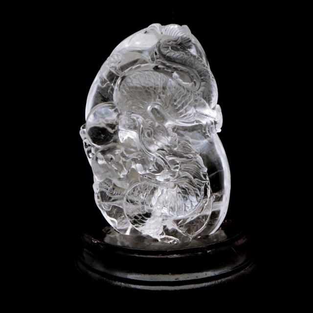 天然水晶 手彫り 1kg 龍 置物 台座付き 風水 クリスタル Crystal Dragon 1点 彫刻