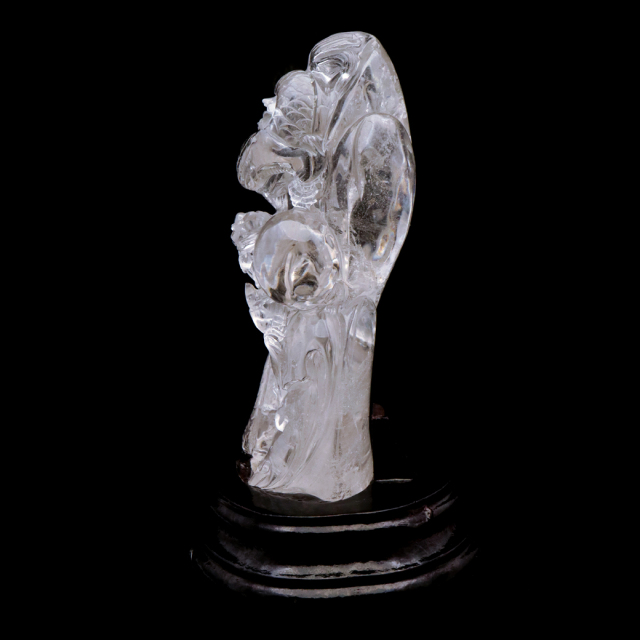 天然水晶 手彫り 717g 龍 置物 台座付き 風水 クリスタル Crystal Dragon 1点 彫刻