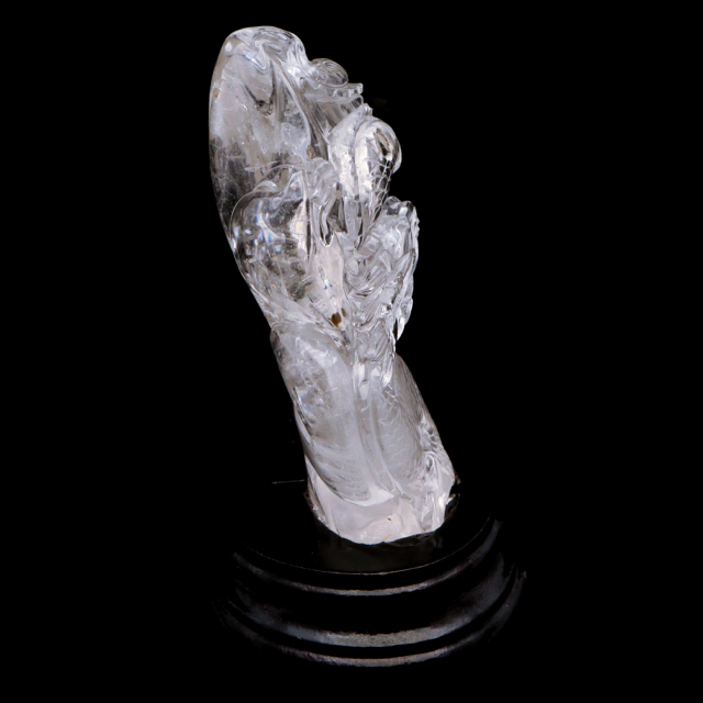 天然水晶 手彫り 717g 龍 置物 台座付き 風水 クリスタル Crystal Dragon 1点 彫刻