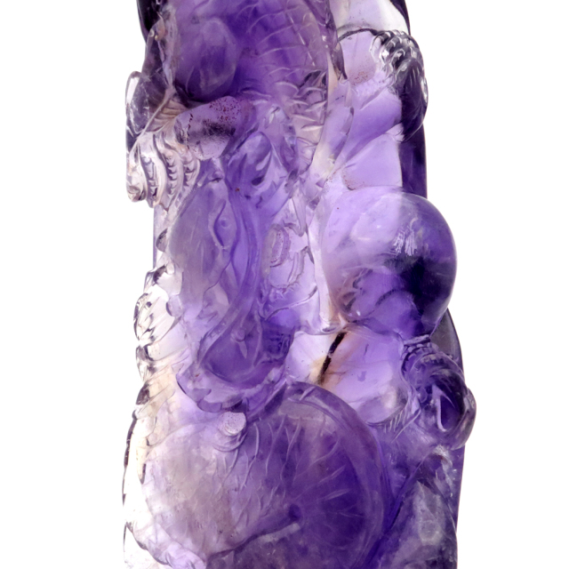 アメジスト 手彫り 龍 置物 台座付き 246g 紫水晶 風水 2月 誕生石 Amethyst Dragon 1点 彫刻