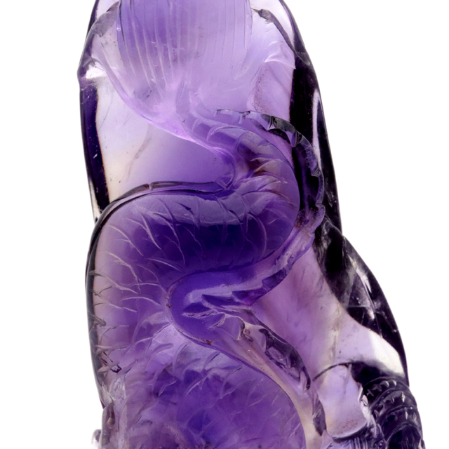 アメジスト 手彫り 龍 置物 台座付き 246g 紫水晶 風水 2月 誕生石 Amethyst Dragon 1点 彫刻