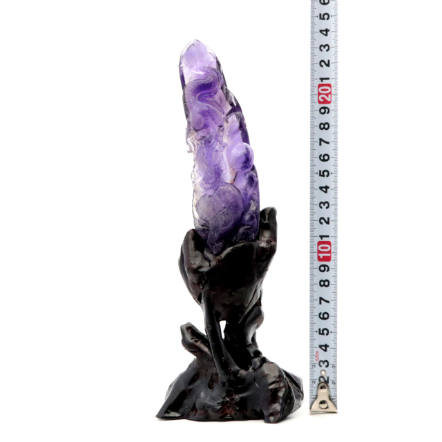 アメジスト 手彫り 龍 置物 台座付き 246g 紫水晶 風水 2月 誕生石 Amethyst Dragon 1点 彫刻