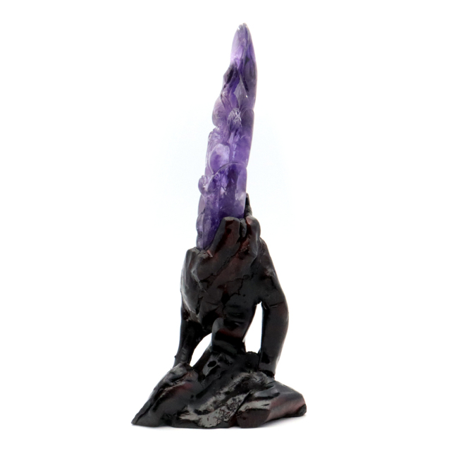 アメジスト 手彫り 龍 置物 台座付き 246g 紫水晶 風水 2月 誕生石 Amethyst Dragon 1点 彫刻