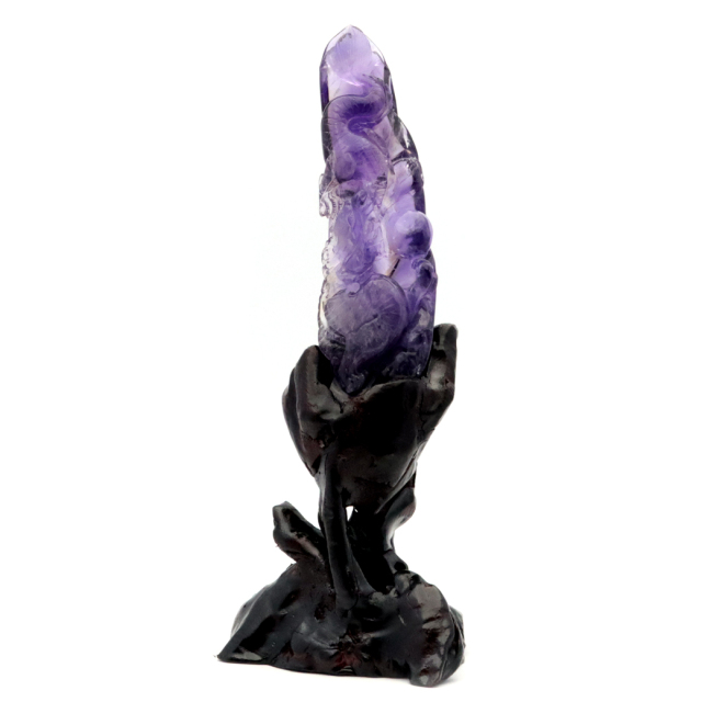 アメジスト 手彫り 龍 置物 台座付き 246g 紫水晶 風水 2月 誕生石 Amethyst Dragon 1点 彫刻