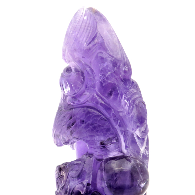 アメジスト 手彫り 龍 置物 台座付き 225g 紫水晶 風水 2月 誕生石 Amethyst Dragon 1点 彫刻