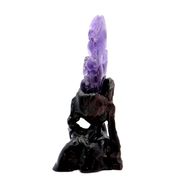 アメジスト 手彫り 龍 置物 台座付き 225g 紫水晶 風水 2月 誕生石 Amethyst Dragon 1点 彫刻
