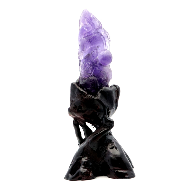 アメジスト 手彫り 龍 置物 台座付き 225g 紫水晶 風水 2月 誕生石 Amethyst Dragon 1点 彫刻