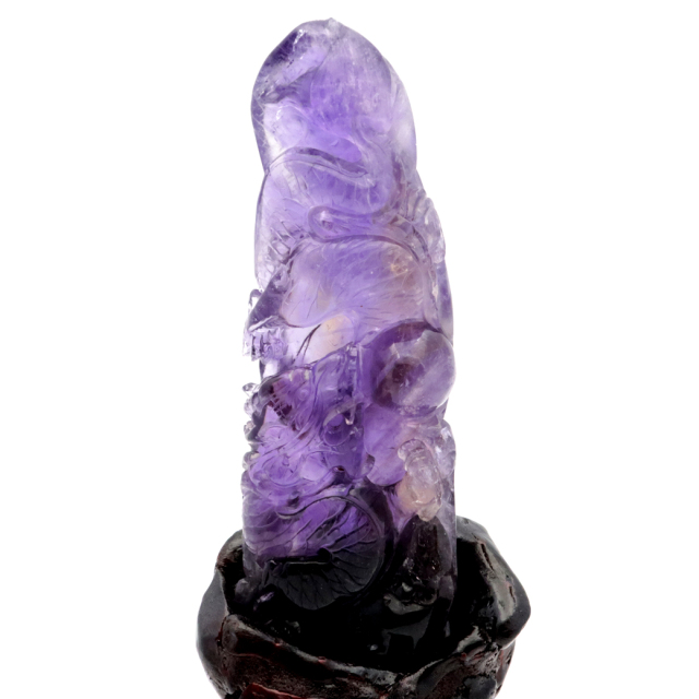 アメジスト 手彫り 龍 置物 台座付き 245g 紫水晶 風水 2月 誕生石 Amethyst Dragon 1点 彫刻