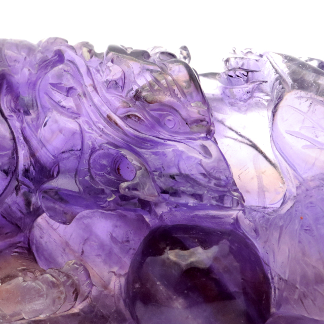 アメジスト 手彫り 龍 置物 台座付き 245g 紫水晶 風水 2月 誕生石 Amethyst Dragon 1点 彫刻