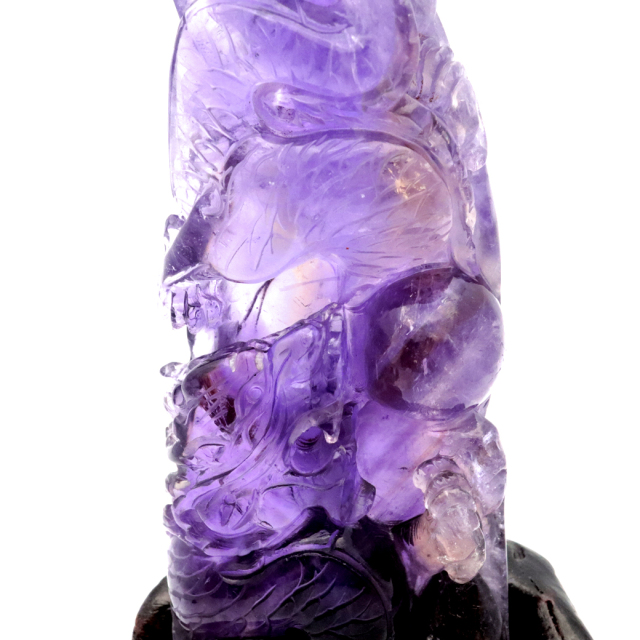 アメジスト 手彫り 龍 置物 台座付き 245g 紫水晶 風水 2月 誕生石 Amethyst Dragon 1点 彫刻