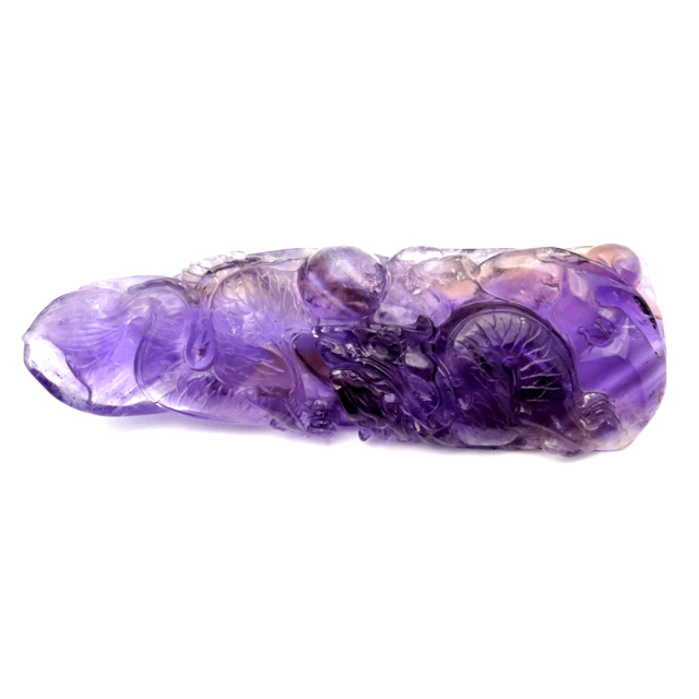 アメジスト 手彫り 龍 置物 台座付き 245g 紫水晶 風水 2月 誕生石 Amethyst Dragon 1点 彫刻