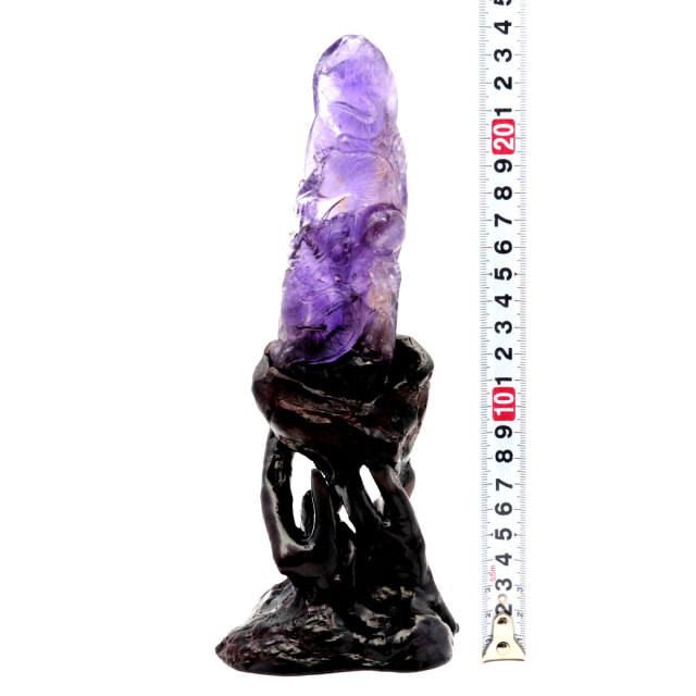 アメジスト 手彫り 龍 置物 台座付き 245g 紫水晶 風水 2月 誕生石 Amethyst Dragon 1点 彫刻