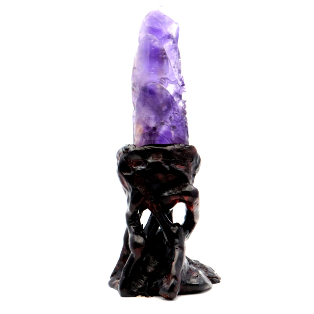 アメジスト 手彫り 龍 置物 台座付き 245g 紫水晶 風水 2月 誕生石 Amethyst Dragon 1点 彫刻