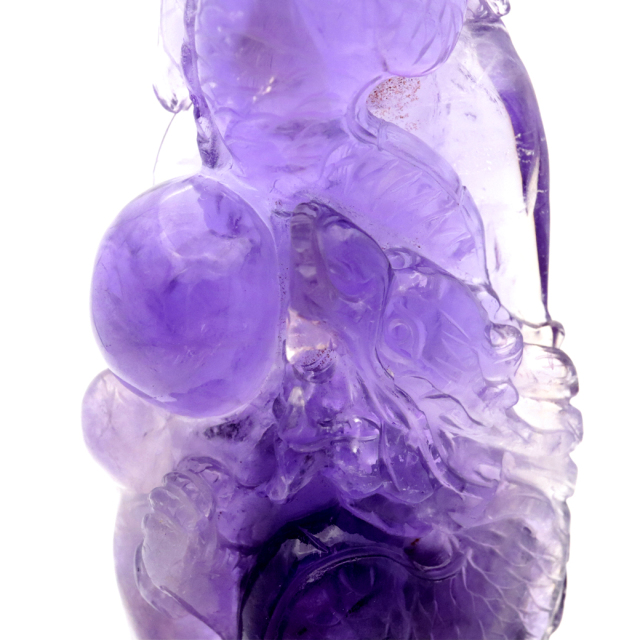 アメジスト 手彫り 龍 置物 台座付き 206g 紫水晶 風水 2月 誕生石 Amethyst Dragon 1点 彫刻