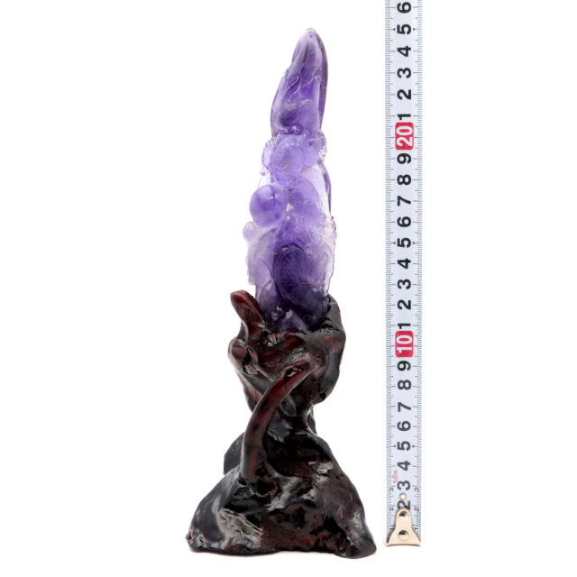 アメジスト 手彫り 龍 置物 台座付き 206g 紫水晶 風水 2月 誕生石 Amethyst Dragon 1点 彫刻