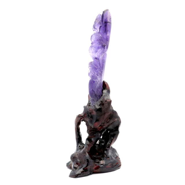 アメジスト 手彫り 龍 置物 台座付き 206g 紫水晶 風水 2月 誕生石 Amethyst Dragon 1点 彫刻