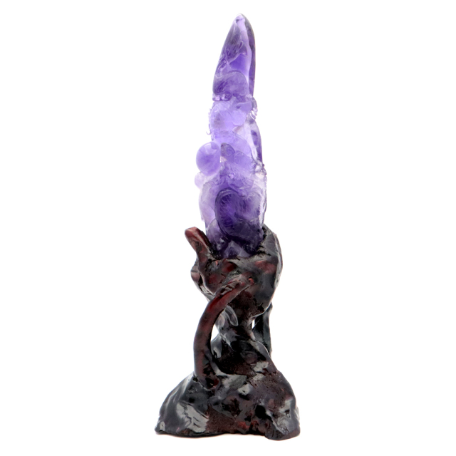 アメジスト 手彫り 龍 置物 台座付き 206g 紫水晶 風水 2月 誕生石 Amethyst Dragon 1点 彫刻