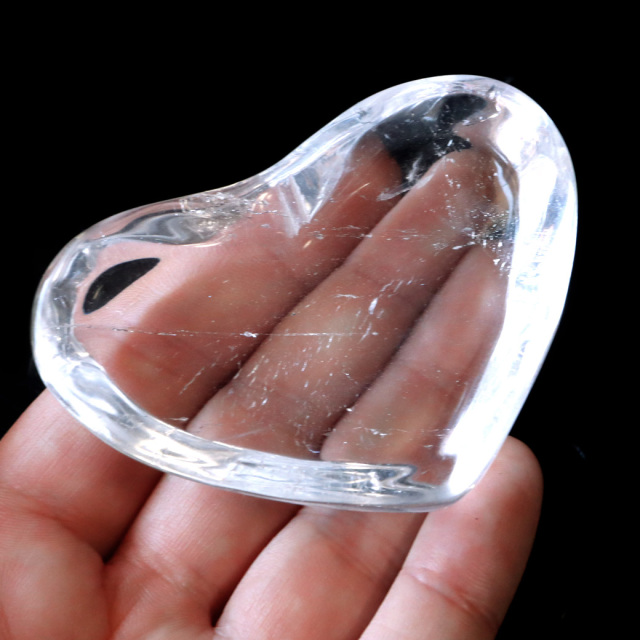 水晶 お皿 浄化皿 受け皿 ハート型 プレート クリスタルクォーツ ブラジル産 癒し ヒーリング 浄化 天然石 パワーストーン