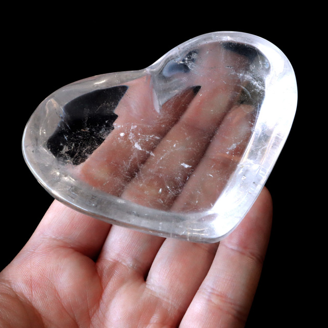 水晶 お皿 浄化皿 受け皿 ハート型 プレート クリスタルクォーツ ブラジル産 癒し ヒーリング 浄化 天然石 パワーストーン