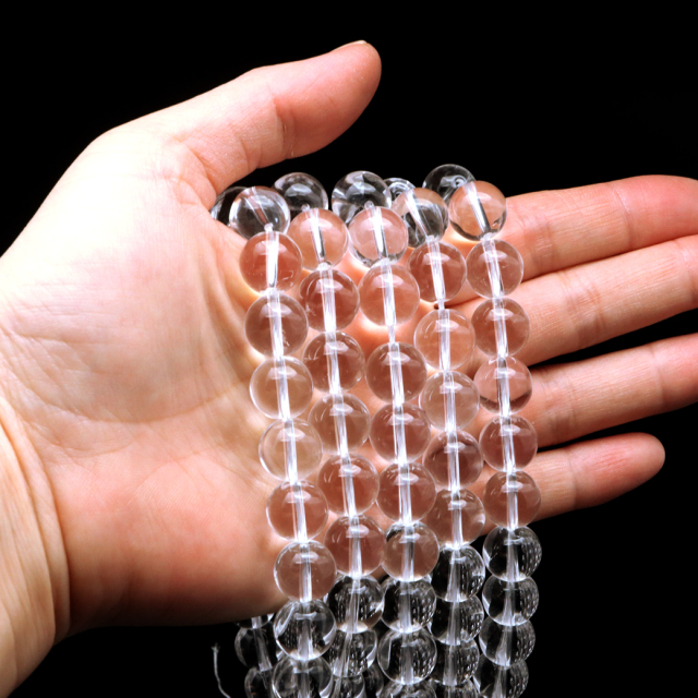 水晶 一連 ビーズ 12mm AAA 透明 クリスタルクォーツ 長さ38cm前後 アクセサリー パーツ ハンドメイド 手作り