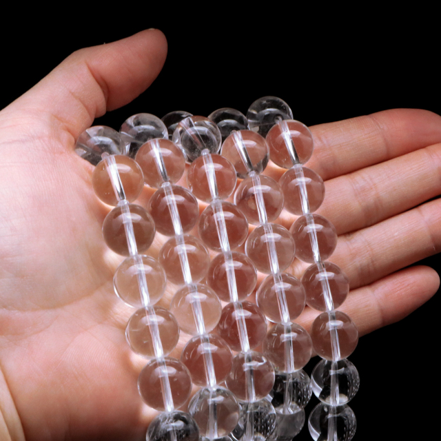 水晶 一連 ビーズ 14mm AAA 透明 クリスタルクォーツ 長さ38cm前後 アクセサリー パーツ ハンドメイド 手作り