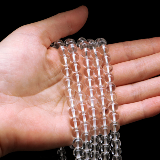 水晶 一連 ビーズ 8mm AAA 透明 クリスタルクォーツ 長さ38cm前後 アクセサリー パーツ ハンドメイド 手作り