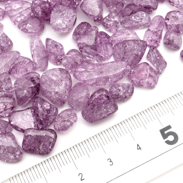 クラック 水晶 さざれ石 100g 爆裂水晶 パープル 紫色  高品質
