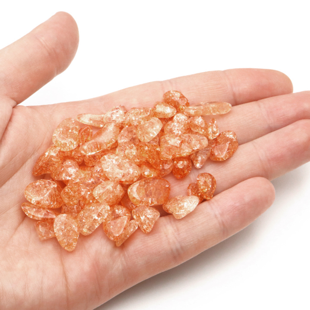 クラック 水晶 さざれ石 100g 爆裂水晶 オレンジ 橙色 天然石