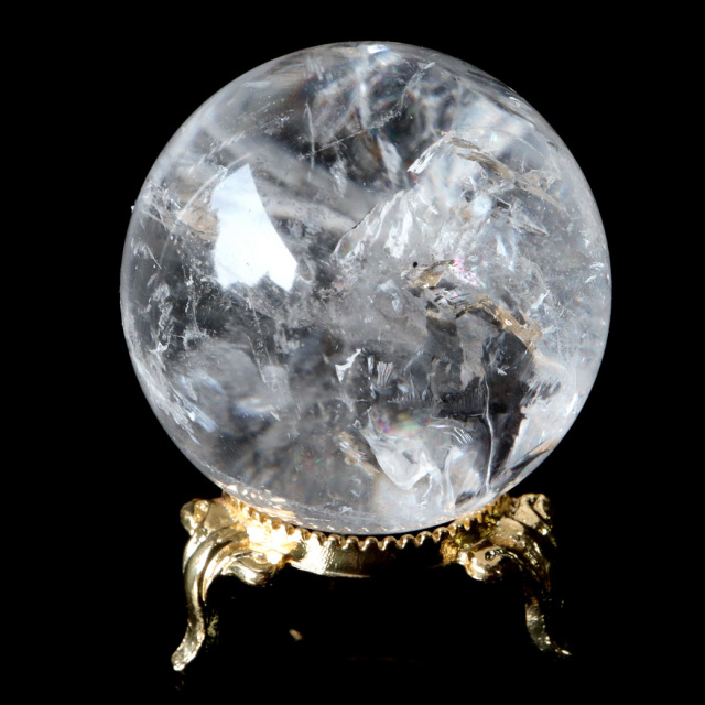 レムリアンシード 水晶 丸玉 台座付き 直径47mm 1点もの AAA 虹