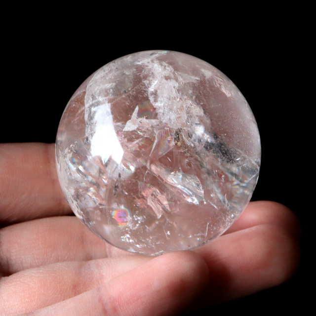 １点物 レインボー レムリアンシード 虹 天然 水晶 丸玉 144g 台座付き レムリアンシード 水晶 丸玉 台座付き 直径65mm 1点もの AAA 虹入り