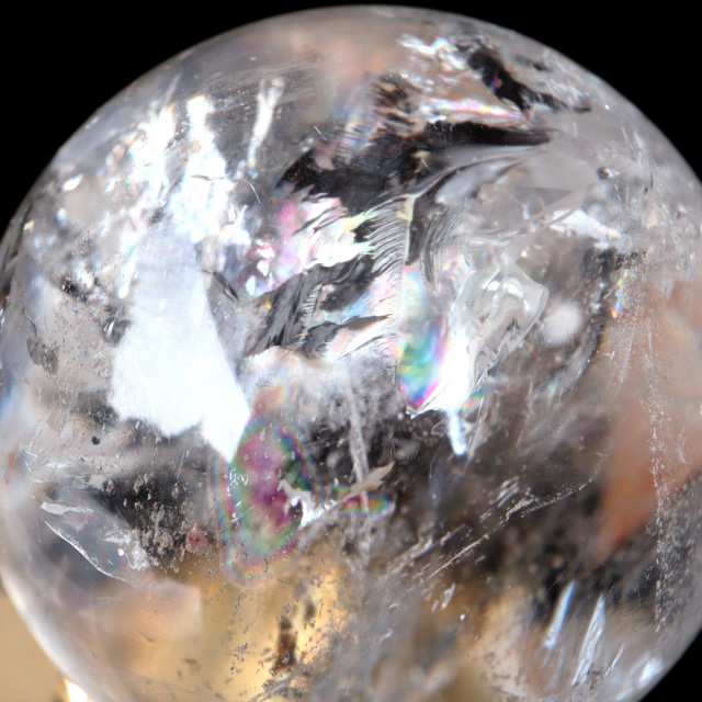 レムリアンシード 水晶 丸玉 台座付き 直径47mm 1点もの AAA 虹入り