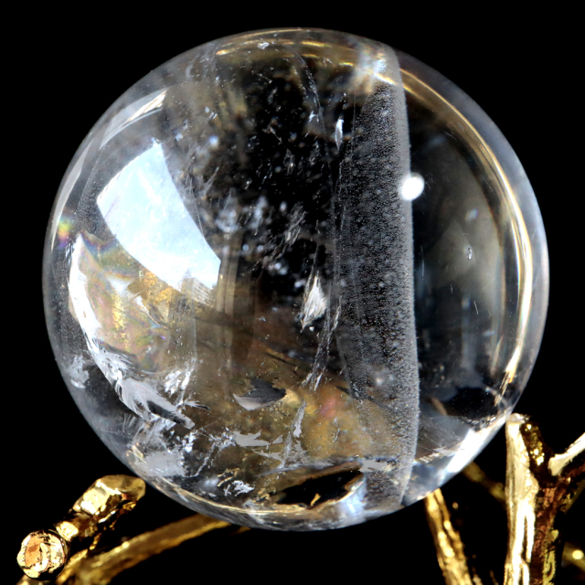 レムリアンシード 水晶 丸玉 台座付き 直径54mm 1点もの AAAAA 虹入り