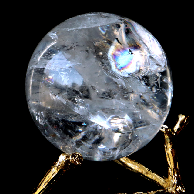 レムリアンシード 水晶 丸玉 台座付き 直径66mm 1点もの AAAAA 虹入り