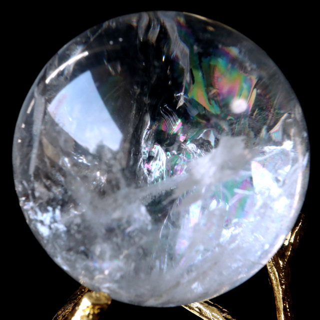 レムリアンシード 水晶 丸玉 台座付き 1点もの AAA 虹入り レインボー 天然石 ブラジル バイーア州産 証明書付き ヒーリング