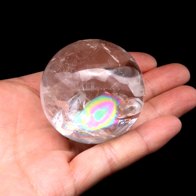 レムリアンシード 水晶 丸玉 台座付き 直径44.8mm 1点もの AAAAA 虹入り レインボー 天然石 ブラジル バイーア州産 証明書付き