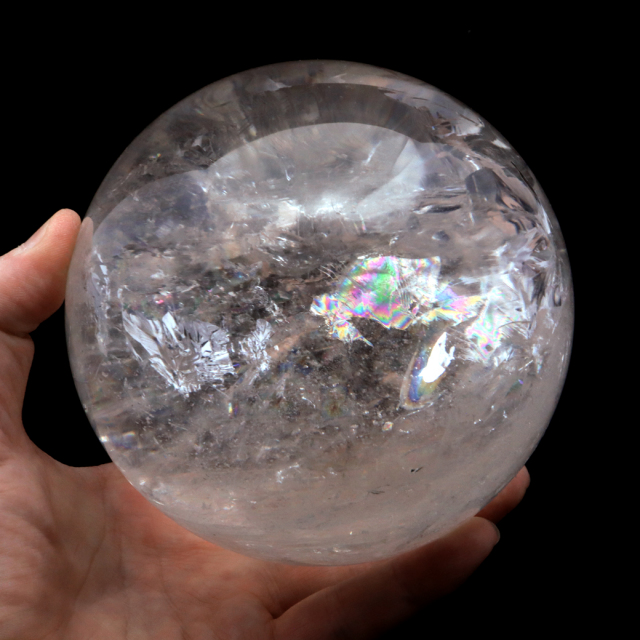 レムリアンシード 水晶 丸玉 風格漂う 大玉 Lサイズ 台座付き 直径12cm 1点もの AAAAA 虹入り レインボー 天然石 ブラジル バイーア州