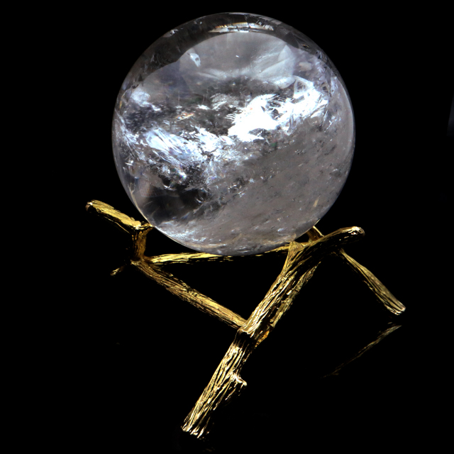 レムリアンシード 水晶 丸玉 風格漂う 大玉 Lサイズ 台座付き 直径12cm 1点もの AAAAA 虹入り レインボー 天然石 ブラジル バイーア州