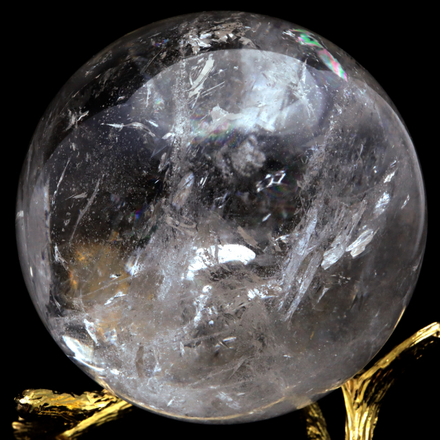 レムリアンシード 水晶 丸玉 風格漂う 大玉 Lサイズ 台座付き 直径12cm 1点もの AAAAA 虹入り レインボー 天然石 ブラジル バイーア州