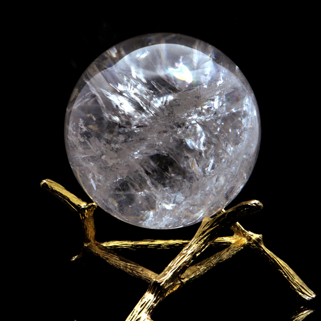 レムリアンシード 水晶 丸玉 風格漂う 大玉 Lサイズ 台座付き 直径12cm 1点もの AAAAA 虹入り レインボー 天然石 ブラジル バイーア州