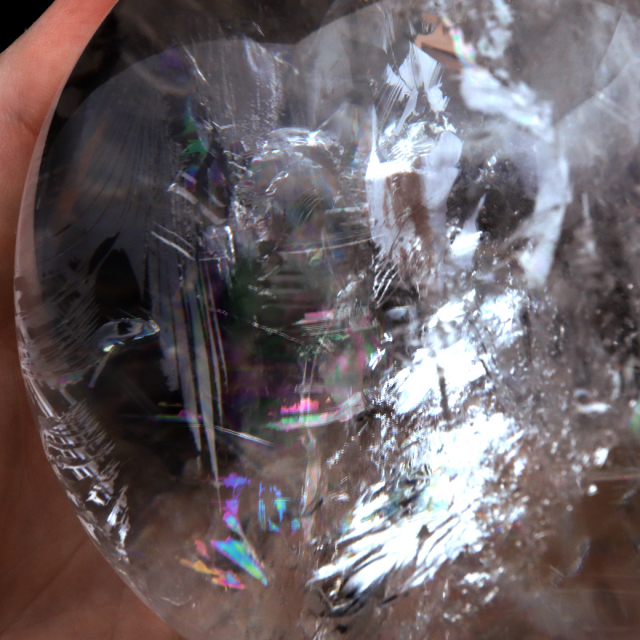 レムリアンシード 水晶 丸玉 風格漂う 大玉 Lサイズ 台座付き 直径12cm 1点もの AAAAA 虹入り レインボー 天然石 ブラジル バイーア州