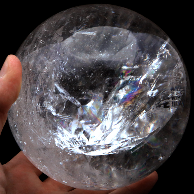 レムリアンシード 水晶 丸玉 風格漂う 大玉 Lサイズ 台座付き 直径12cm 1点もの AAAAA 虹入り レインボー 天然石 ブラジル バイーア州